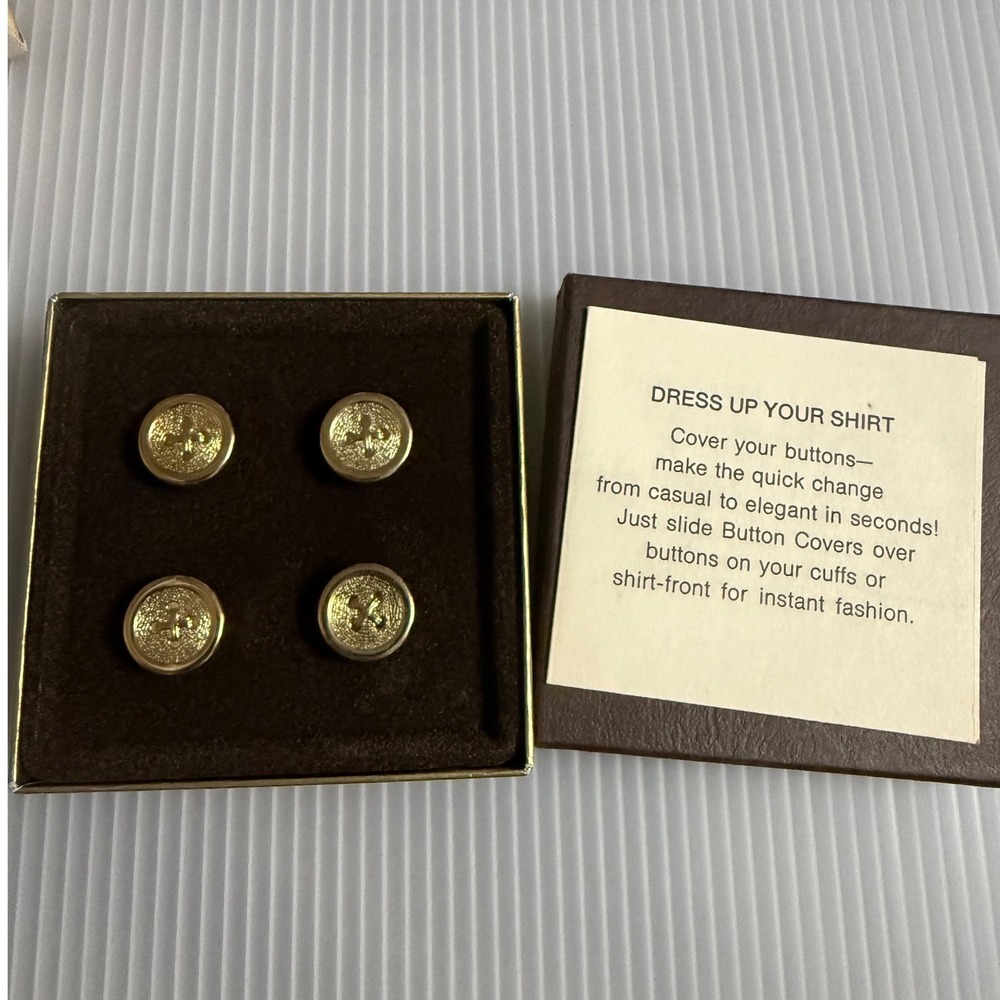 Avon Button Covers Men OS Gold NIB Vintage Citation Jewelry Set of 4